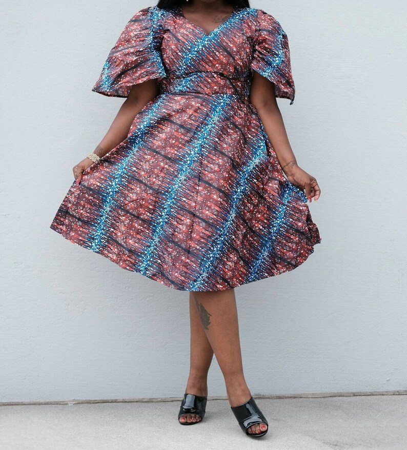African print women clothing ankara multi color women Ankara print knee length dresses African fashion African clothing