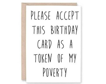 Funny Happy Birthday Card Funny Birthday Card Money Etsy