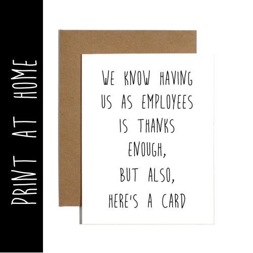 INSTANT DOWNLOAD: Funny New Job Card Card for Boss Work - Etsy