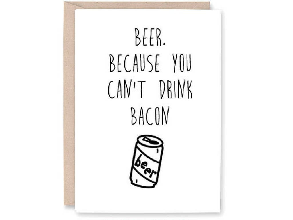 Funny Happy Birthday Card Beer drinking card bacon drinking Etsy