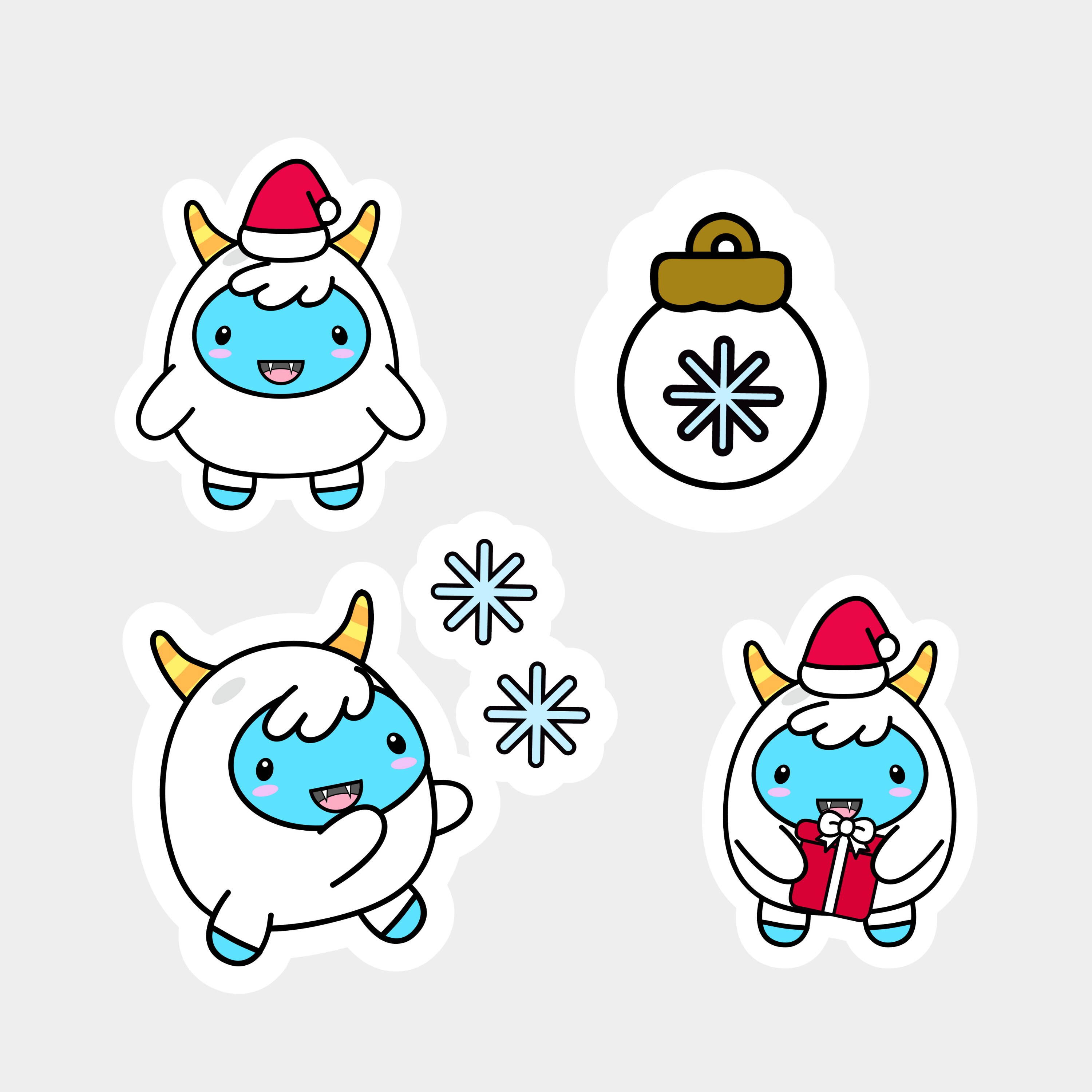 Christmas Yeti Stickers Yeti Stickers Yeti Yeti Art Yeti Etsy