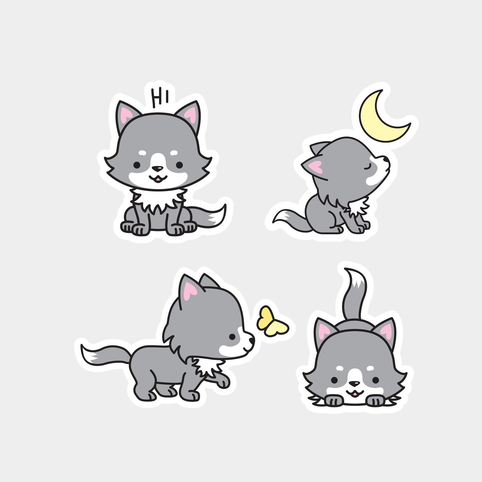 Wee Wolf Sticker Sheet Cute Wolfe Stickers Kawaii stickers Etsy