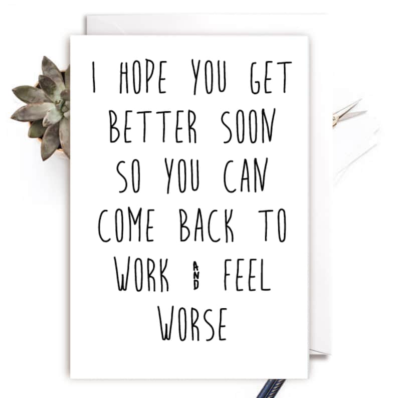 Funny Get Well Soon Card gift for coworker gift for boss Etsy