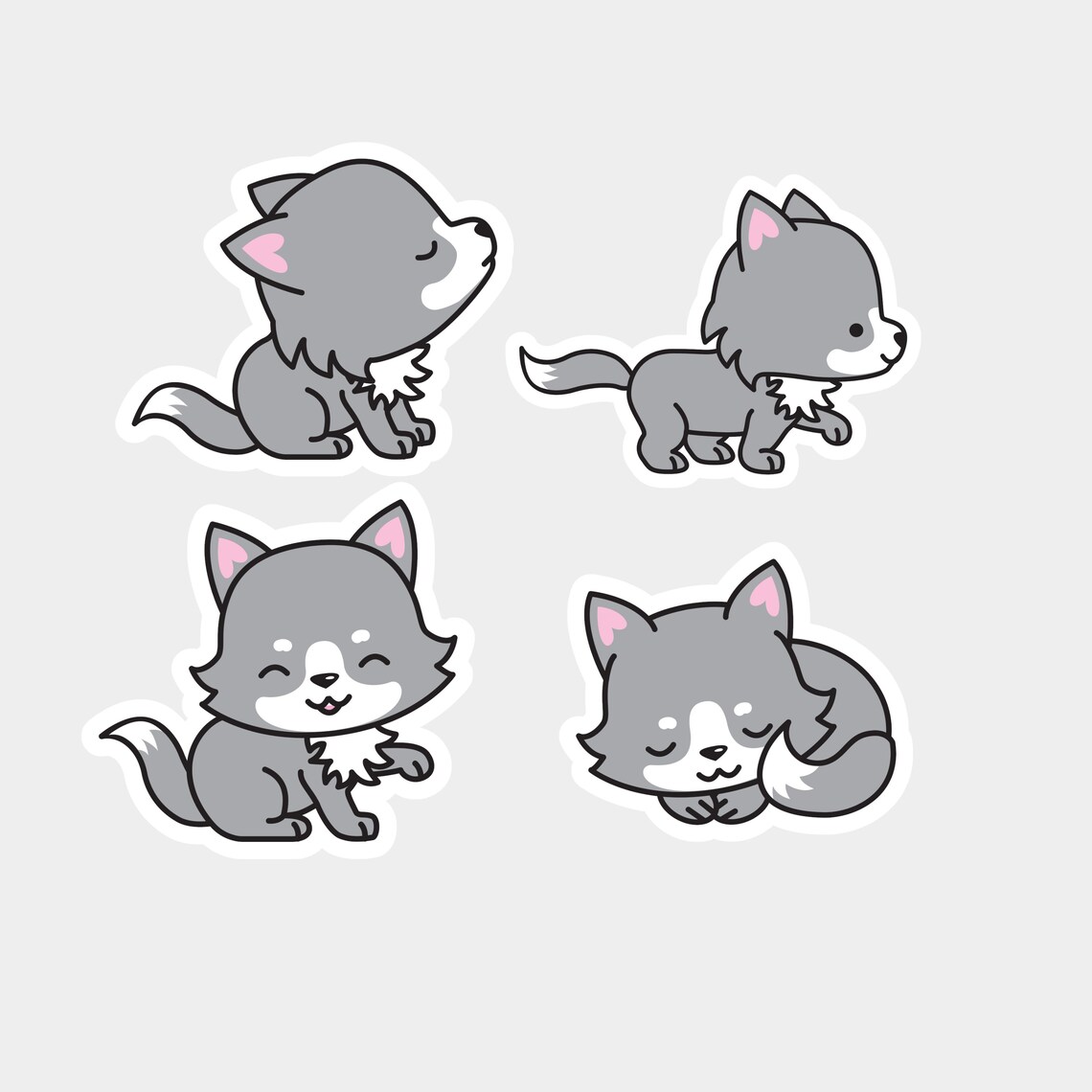 Wee Wolf Sticker Sheet Cute Wolfe Stickers Kawaii stickers Etsy