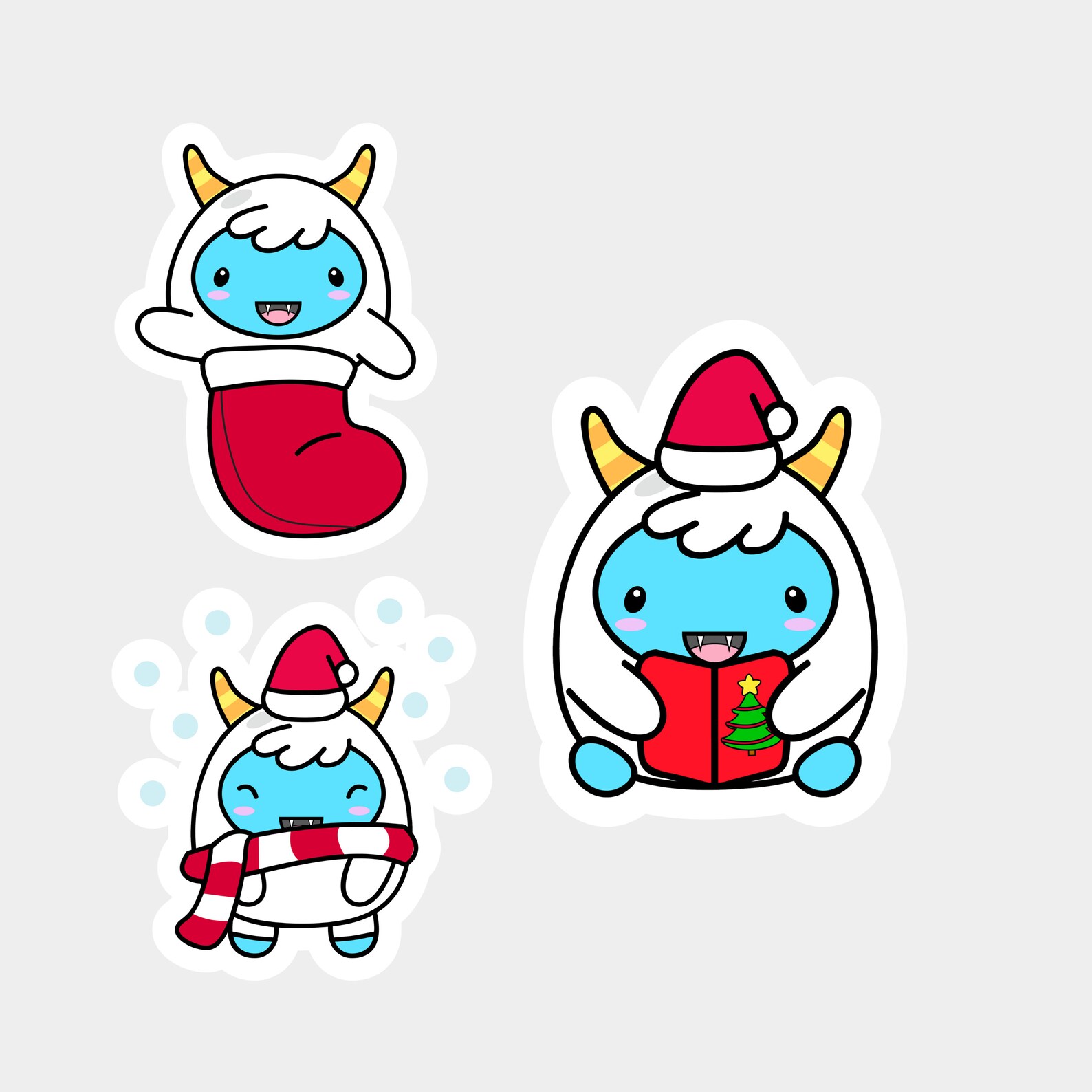 Christmas Yeti Stickers Yeti Stickers Yeti Yeti Art Yeti Etsy
