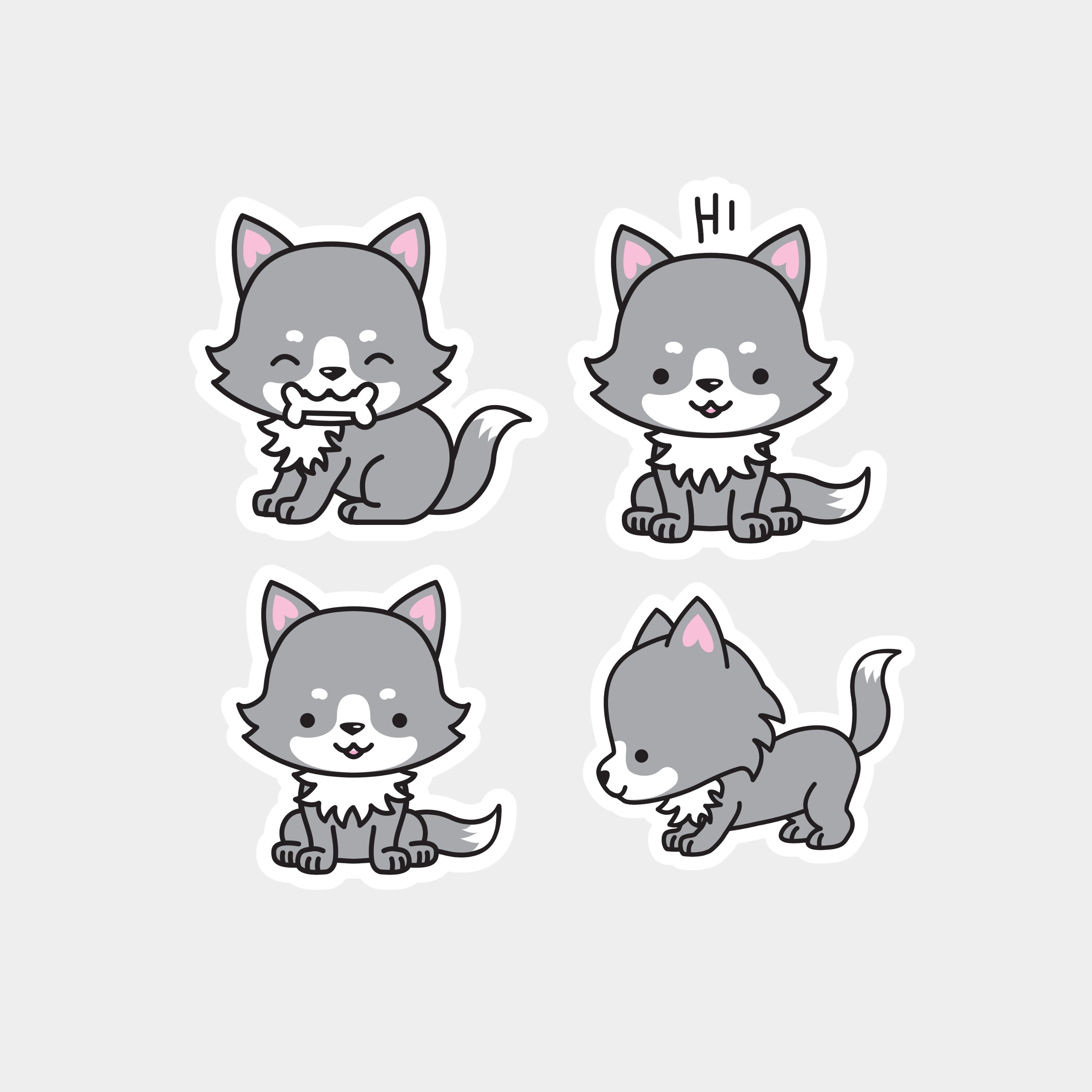 Wee Wolf Sticker Sheet Cute Wolfe Stickers Kawaii stickers Etsy