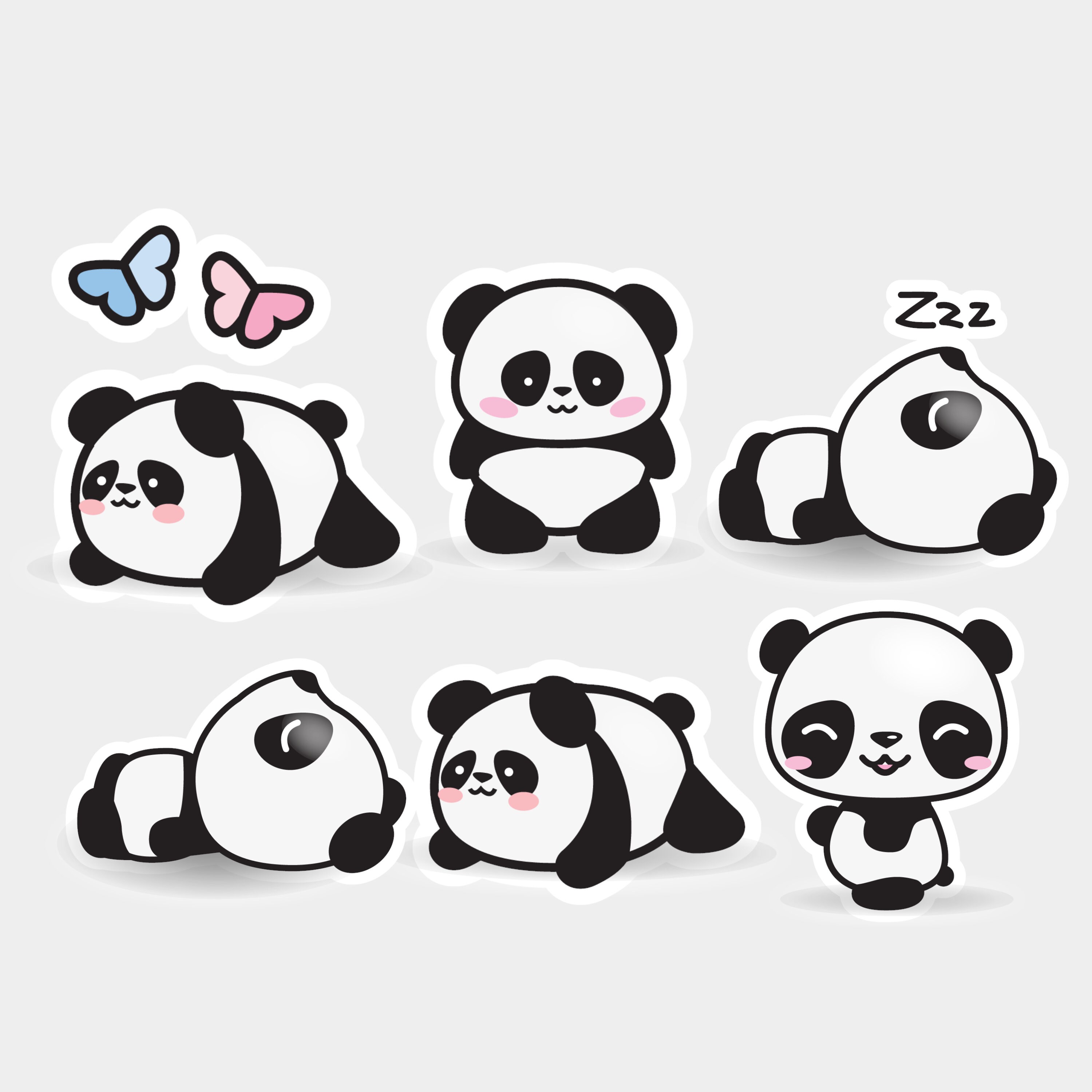 Playful Panda Stickers Panda Stickers Cute Panda Stickers Etsy