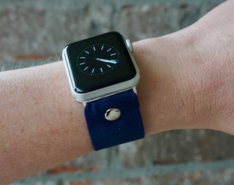 Navy Stretch Elastic Apple Watch Band Strap for iWatch, by KaylieFryCreative