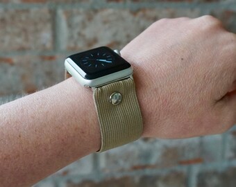 Khaki Stretch Elastic Apple Watch Band Strap for iWatch, by KaylieFryCreative