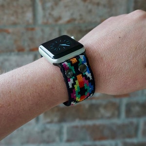 Black Aztec Stretch Elastic Apple Watch Band Strap for iWatch, KaylieFryCreative