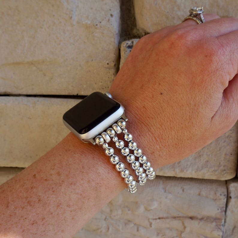 Silver Metal Bead Apple Watch Bracelet Band for iWatch Etsy