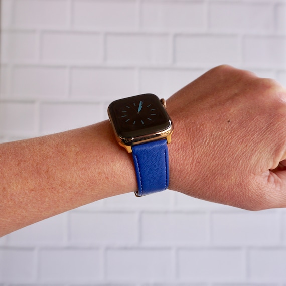 Apple watch leather band hotsell gold buckle
