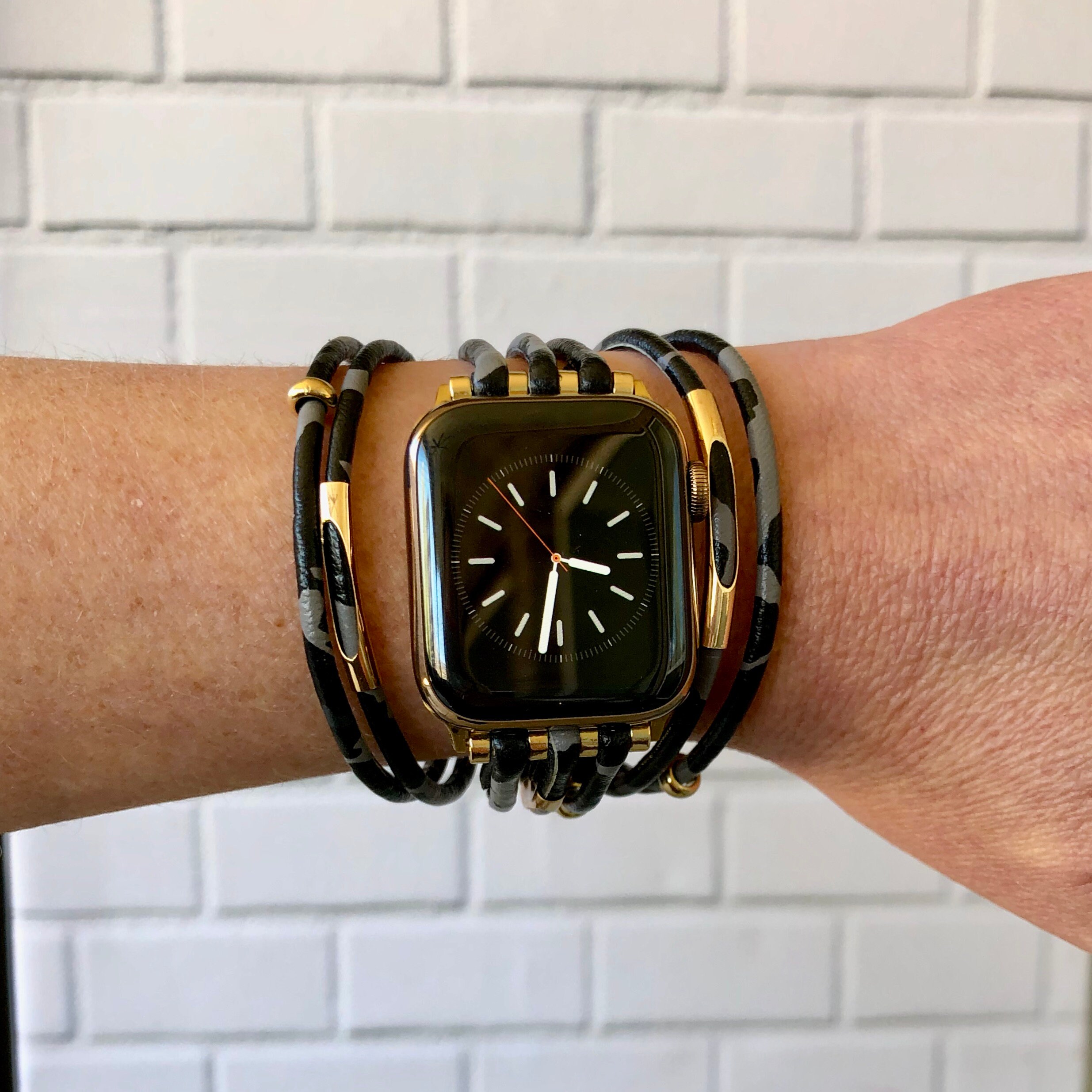Bracelet Manchette Aimanté Chic, Strass Et Motifs Léopard Clouté, Bijou Fantaisie Tendance Pour Femme