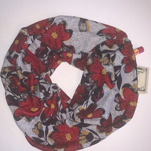 SINGLE LOOP Flower infinity hidden pocket scarf