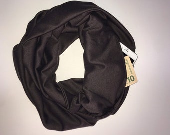 Brown infinity hidden pocket scarves