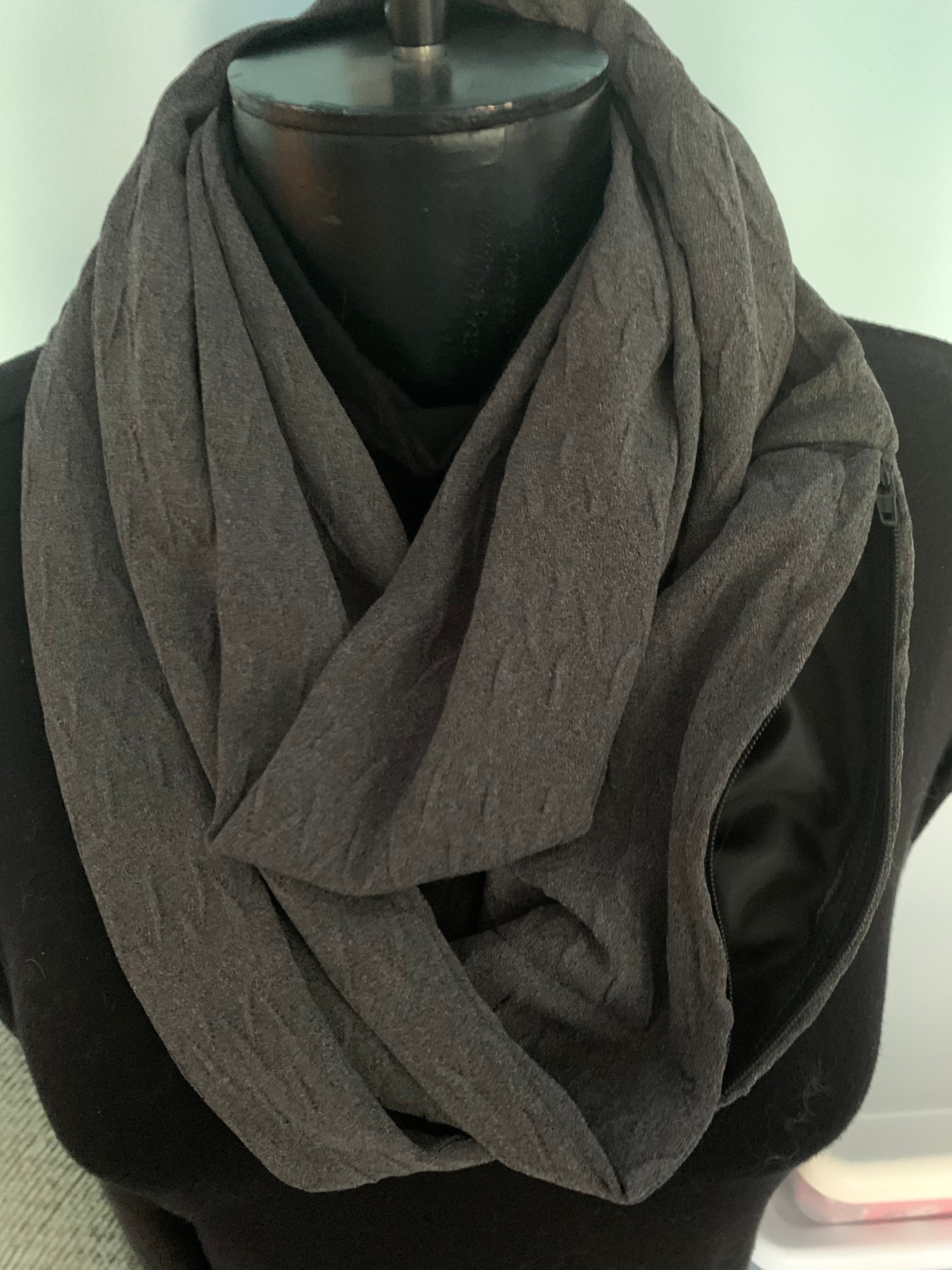 Textured grey infinity hidden pocket scarves Etsy