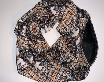 Black and gold infinity hidden pocket scarf