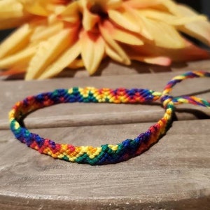 Pride Adjustable Friendship Bracelet, Handmade Bracelet, Gay Pride LGBTQ+ Friendship Bracelet, Best Friend Gift, Rainbow Woven Bracelet