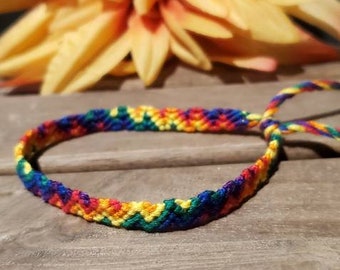 Pride Adjustable Friendship Bracelet, Handmade Bracelet, Gay Pride LGBTQ+ Friendship Bracelet, Best Friend Gift, Rainbow Woven Bracelet