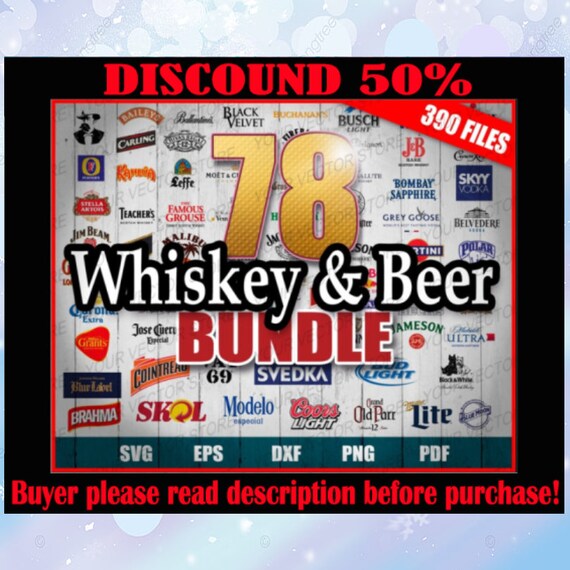 Whiskey Svg Bundle Drinks Label Beer Logos and Labels Pack Etsy
