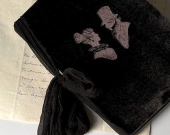 Dark Chocolate Wedding Vow Books -SILK VELVET- Vow Booklet, Menu Holder, His Her Vows Calligraphy,Personalised embossed folder