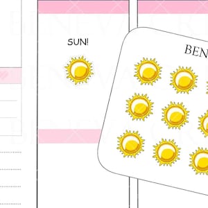 Pegatinas de sol - Pegatinas de sol - Pegatinas del tiempo - Pegatinas de sol - Pegatinas de temporada - Pegatinas para el planificador del tiempo - Pegatinas de doodle - (DL-287)
