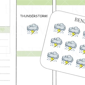 Pegatinas de tormenta - Pegatinas de truenos - Pegatinas de lluvia - Pegatinas de lluvia - Pegatinas del tiempo - Pegatinas del pronóstico - Pegatinas de garabatos - (DL-292)