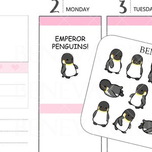 Stickers manchot empereur - Stickers hiver - Stickers animaux - Stickers pingouin - Griffonnages festifs - Stickers griffonnages - Griffonnages animaux - (DL-263)