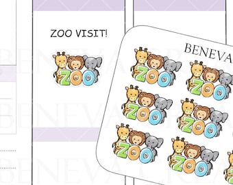 Zoo Stickers- Animal Stickers - Zoo Animals -Field Trip Stickers-Kid Stickers-Doodle Stickers- Activity Stickers-Planner Stickers-(DL-193)