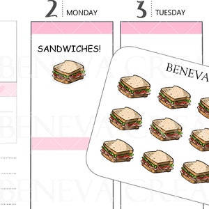 Sandwich Stickers - Food Stickers - Lunch Stickers - Snack Stickers- Doodle Stickers- Food Doodles- Food Stickers-Planner Stickers- (DL-015)