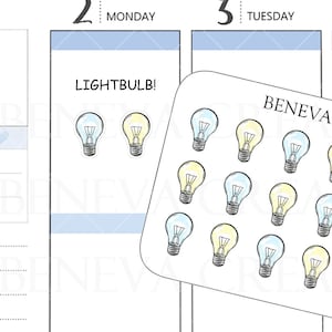 Stickers ampoules, Stickers lumineux, Stickers Idea, Stickers Eurêka, Stickers Ampoules à incandescence, Stickers Doodle, Stickers pour agenda (DL-186)