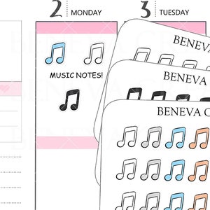 Stickers notes de musique - Stickers Notes de musique colorés - Stickers Notes de musique noirs - Stickers Notes de musique blancs - Stickers Doodle - (DL-279)