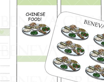 Chinese Food Stickers -Lazy Susan - Food Stickers - Dinner Stickers -Doodle Stickers- Food Doodles- Food Stickers-Planner Stickers- (DL-024)