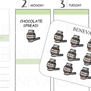 Adesivi per crema spalmabile al cioccolato - Adesivi per cioccolato - Adesivi per cibo - Adesivi per snack - Scarabocchi alimentari - Adesivi per scarabocchi - Adesivi per planner - (DL-016)