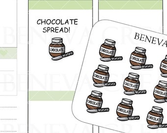 Stickers chocoladepasta - chocoladestickers - voedselstickers - snackstickers - voedselkrabbels - doodle stickers - plannerstickers - (DL-016)