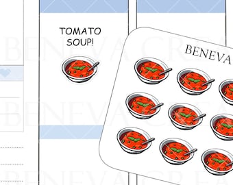 Tomato Soup Stickers -Soup Stickers- Doodle Stickers -Food Stickers- Comfort Food- Food Doodles-Cute Stickers- Planner Stickers- (DL-089)