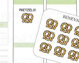 Pretzel Stickers -Bread Stickers -Food Stickers-Snack Stickers -Junk Food Stickers -Food Doodles- Doodle Stickers-Planner Stickers -(DL-012)