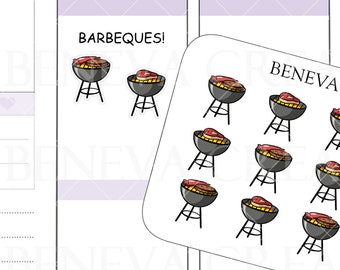 BBQ Stickers -Grilling Stickers- Steak Stickers-Burger Stickers-Food Doodles-Summer Time- BBQ Grill-Food Stickers-Doodle Stickers -(DL-009)