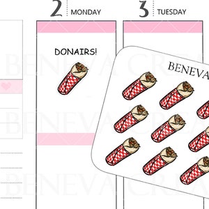 Adesivos Donair - Adesivos para comida para viagem - Adesivos de comida mediterrânea - Rabiscos de comida - Adesivos de rabiscos - Adesivos de giroscópio - Adesivos de comida - (DL-019)