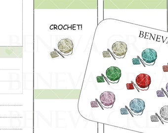 Stickers au crochet - Stickers aiguilles au crochet - Stickers crochet - Stickers loisirs - Stickers artisanat - Stickers fil - Stickers Doodle- (DL-208)