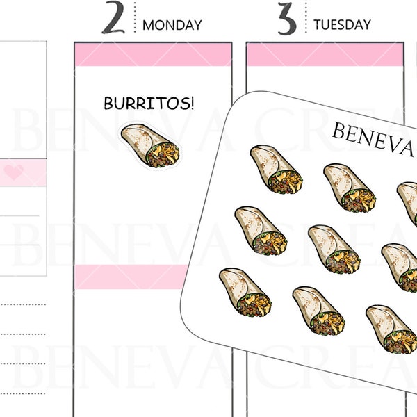 Burrito Stickers -Burritos-Take Out Food Stickers-Mexican Food Stickers- Food Doodles-Doodle Stickers -Wrap Stickers-Food Stickers- (DL-112)