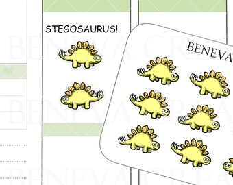 Pegatinas de estegosaurio, pegatinas de dinosaurios, pegatinas de estegosaurio, pegatinas jurásicas, pegatinas de dinosaurios, pegatinas de garabatos, pegatinas para planificador, pegatinas bonitas (DN-011)