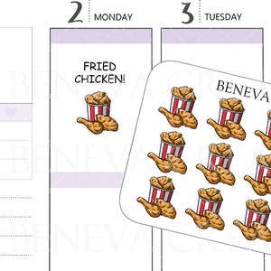 Fried Chicken Stickers- Chicken Dinner- Poultry Stickers- Chicken Stickers-Chickens- Food Doodles- Planner Stickers- Food Stickers- (DL-097)