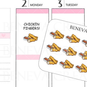 Stickers doigts de poulet - Lanières de poulet - Stickers filets de poulet - Stickers doigts - Griffonnages alimentaires - Stickers aliments - (DL-144)