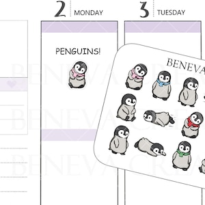 Penguin Stickers- Winter Stickers - Animal Stickers- Holiday Stickers-Christmas- Festive Doodles- Doodle Stickers- Animal Doodles -(DL-171)