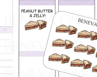 Peanut Butter and Jelly Stickers- Peanut Butter and Jam Stickers-Sandwich Stickers-Food Stickers-Doodle Stickers-Food Doodles- (DL-086)
