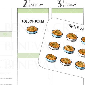 Jollof Rice Stickers -Rice Stickers- Food Stickers -Dinner Stickers -Doodle Stickers- Food Doodles- Food Stickers-Planner Stickers- (DL-238)