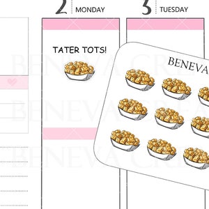 Pegatinas de tater tot - Pegatinas de papa - Pegatinas de tater tot frito - Pegatinas - Garabatos de comida - Pegatinas de comida - Pegatinas para planificador - Pegatinas lindas - (DL-237)