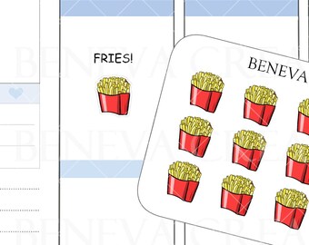 Fries Stickers-Fry Stickers -Chip Stickers -Fast Food Stickers-Food Doodles- Food Stickers- Planner Stickers- Cute Stickers-(DL-151)