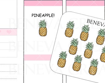 Ananas Aufkleber - Obst Aufkleber - Ananas - Food Doodles - Gekritzel Aufkleber - Lebensmittel Aufkleber - Planer Aufkleber - Niedliche Aufkleber - (DL-214)